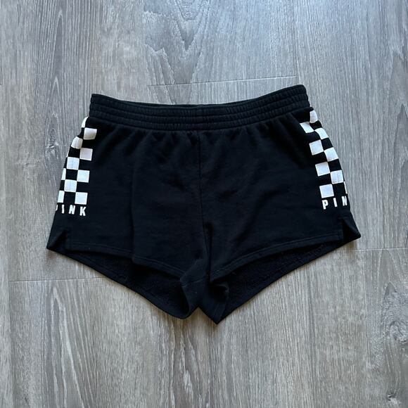 PINK Victoria's Secret Black Checkered Athletic Shorts - Picture 1 of 4